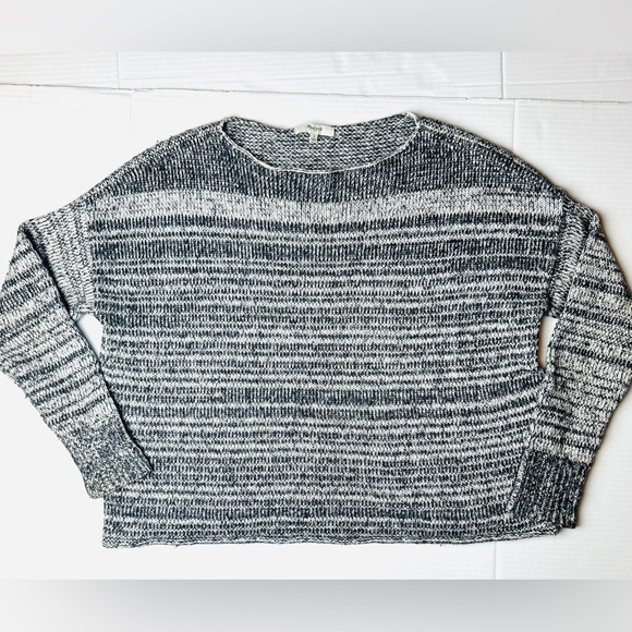 Madewell Women's Threadmix Boatneck Wool Mohair Yak Stripe‎ Sweater Gray Small - Picture 1 of 7